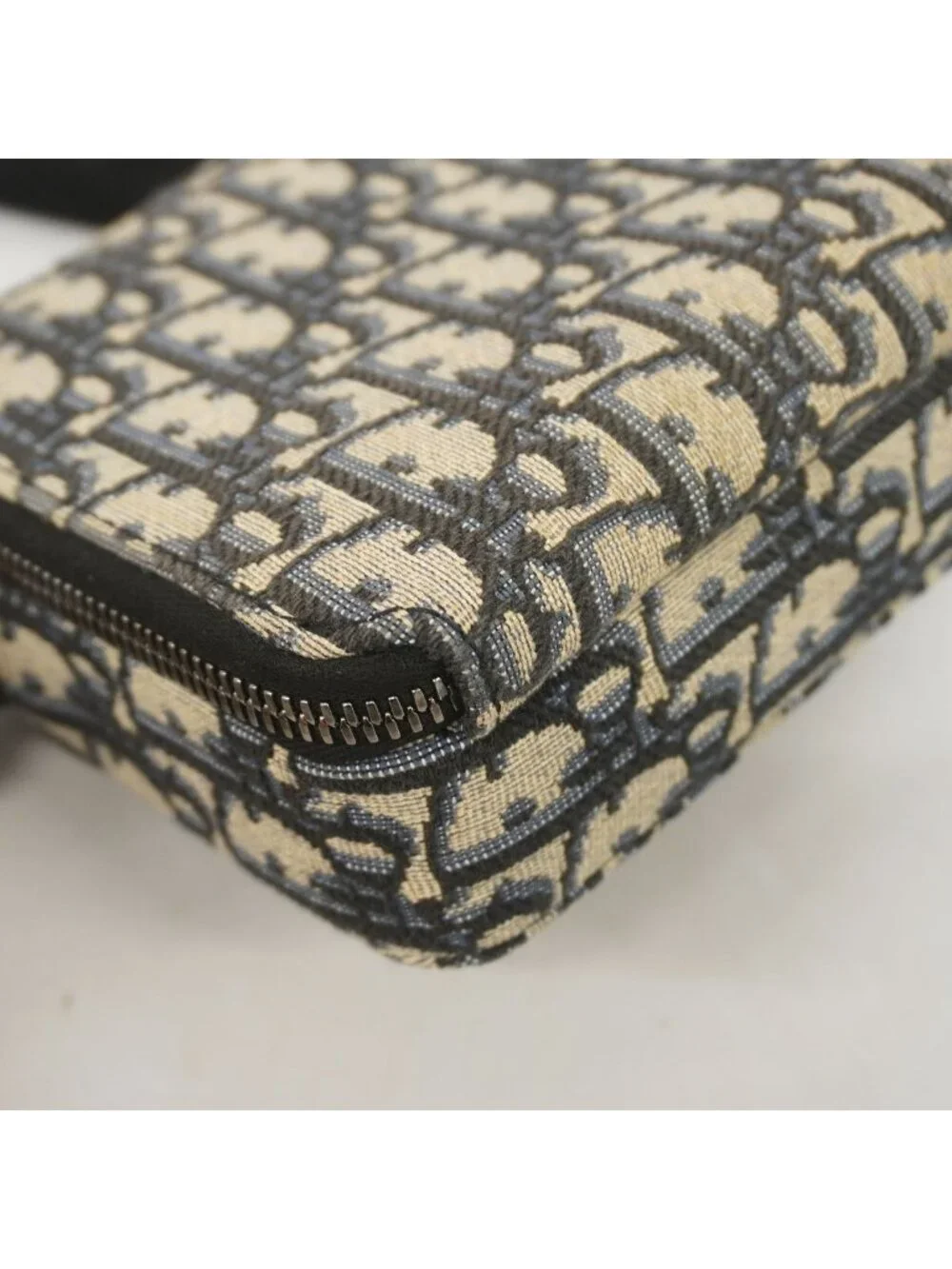 Dior Shoulder Bag Oblique Canvas Black Beige Silver